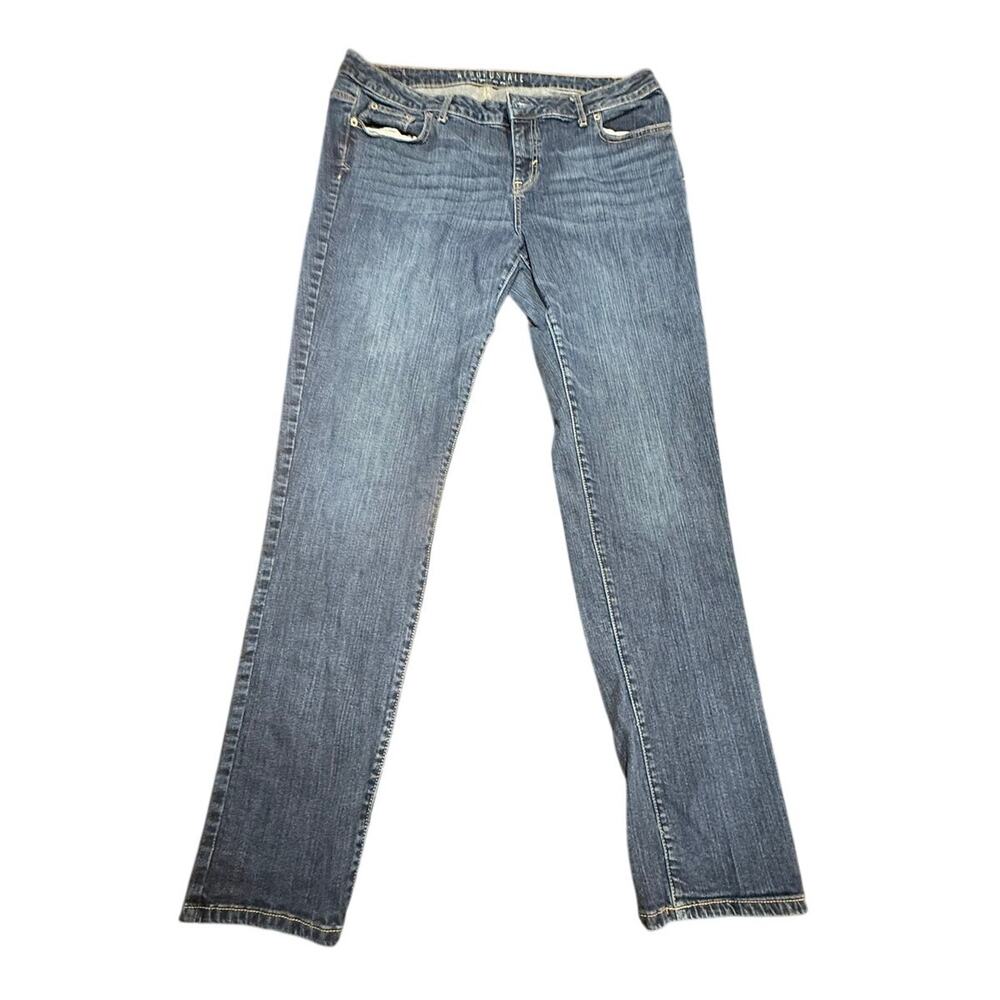 Aeropostale Women's Blue Straight Leg Stretch Denim Jeans Size 18 Long